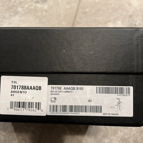 Saint Laurent Jodie Platform Sandals in Metallic Silver, Size 41 NEW +2 DustBags - Picture 15 of 16